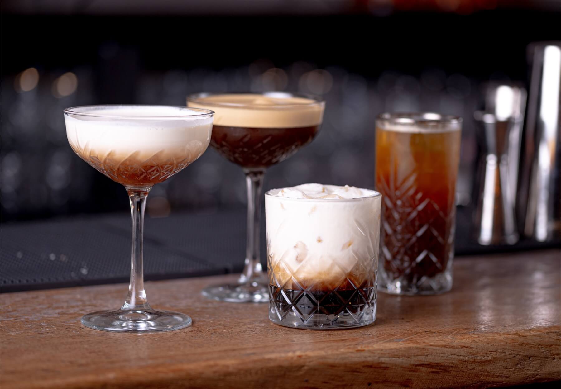 Christmas cocktails on a bar