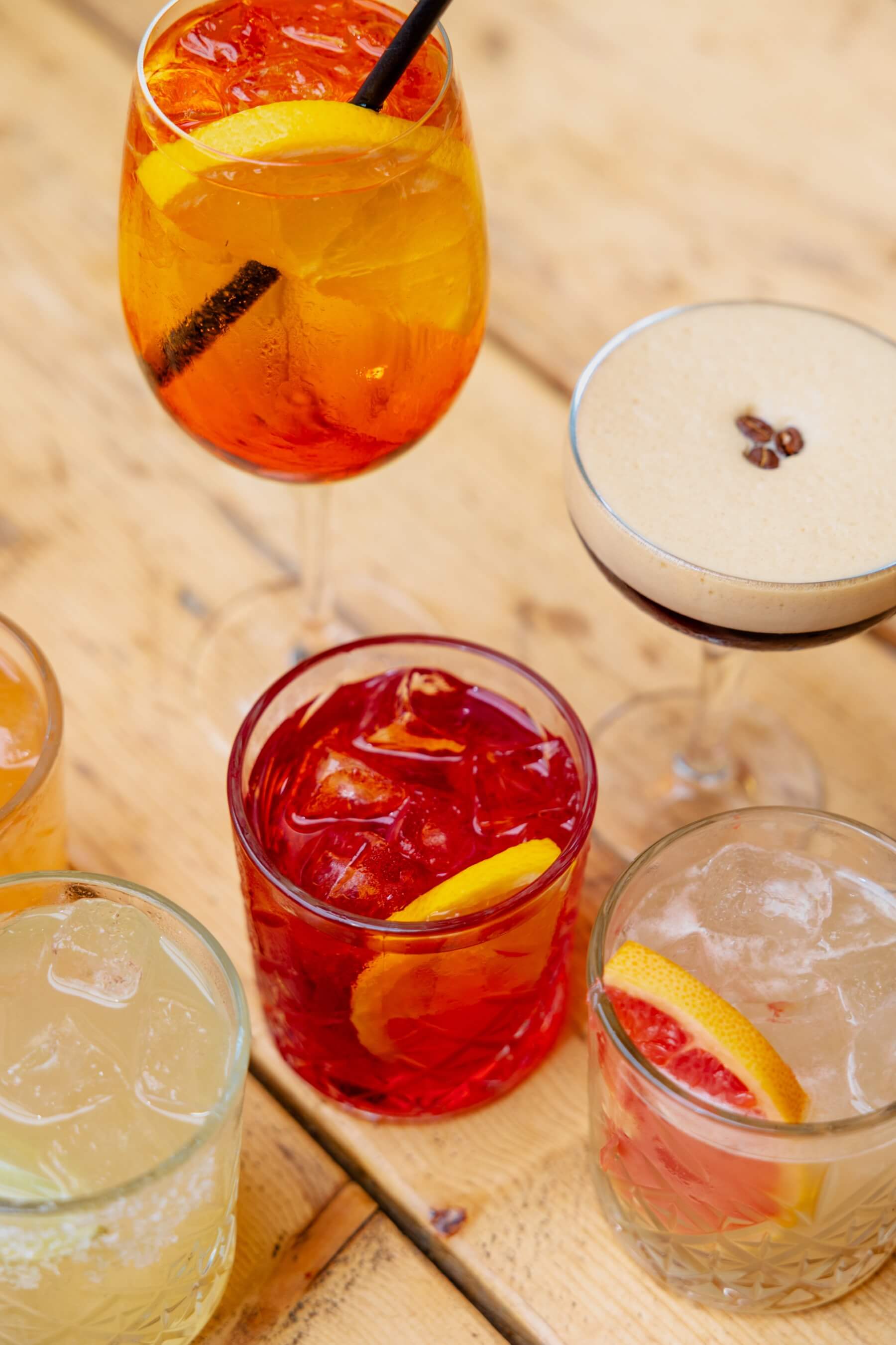Cocktails on a wooden table